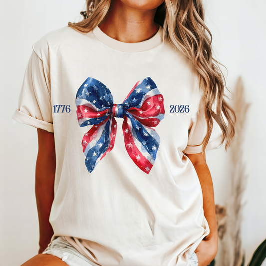 July 4th 250 anniversary coquette bow shirt independence day celebration