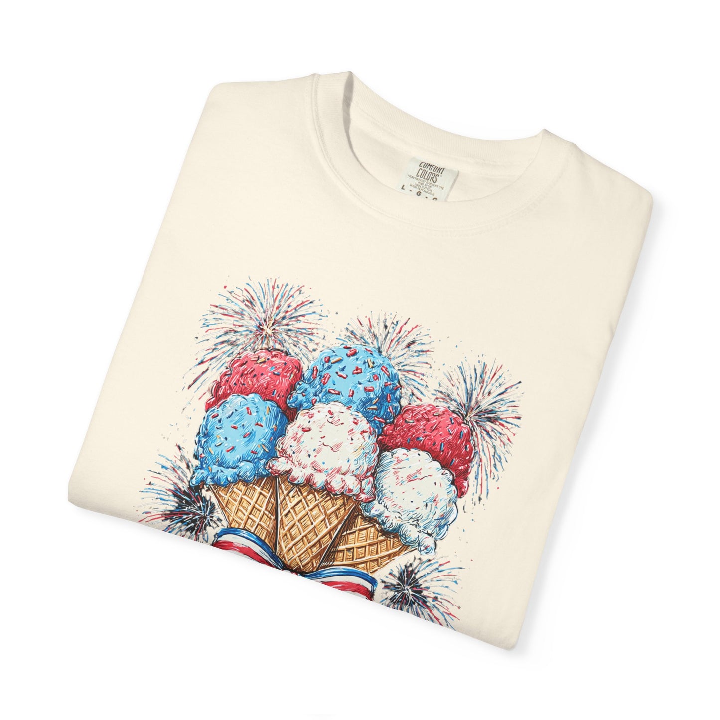 July 4th 250 anniversary ice cream shirt independence day fireworks celebration