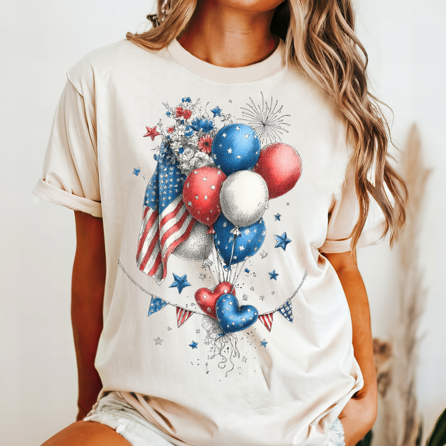 July 4th 250 anniversary flags and balloons shirt independence day celebration