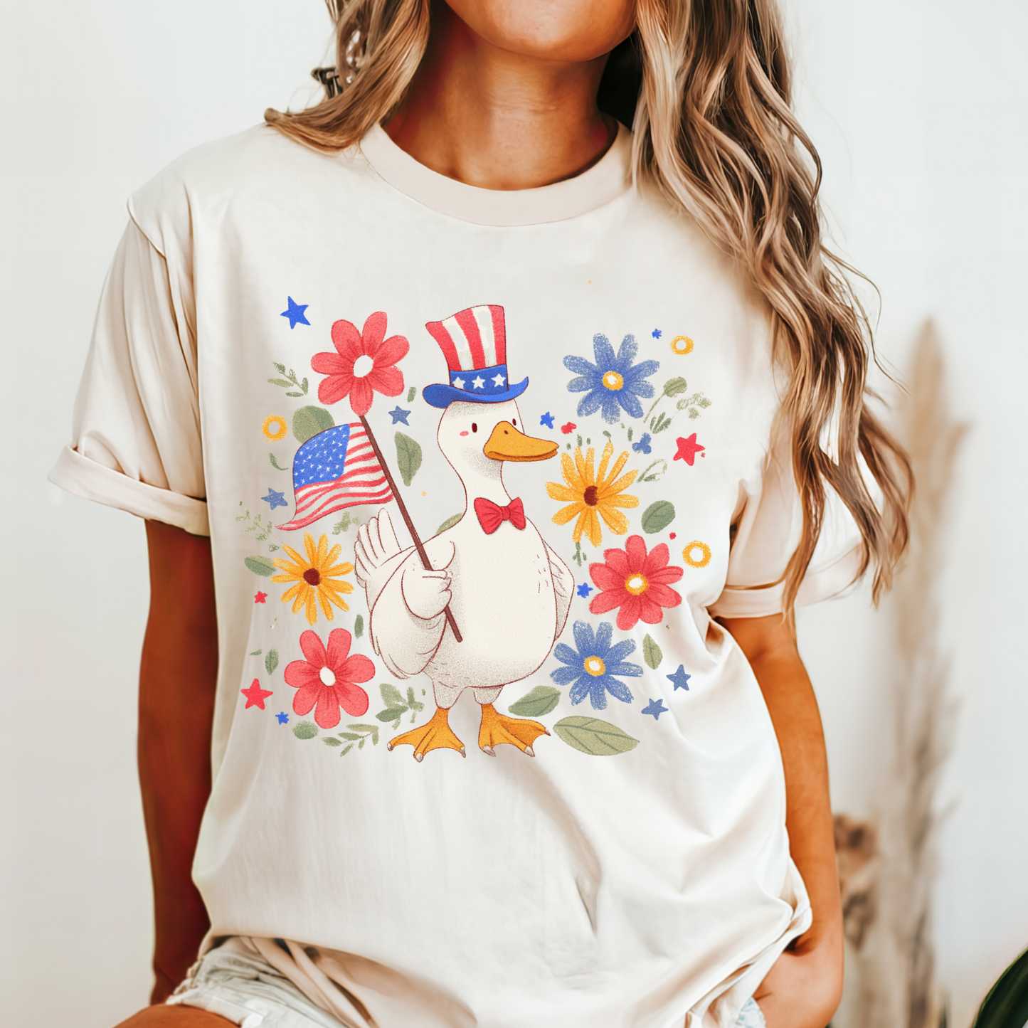 July 4th 250th celebration shirt silly goose shirt with flag for independence day.