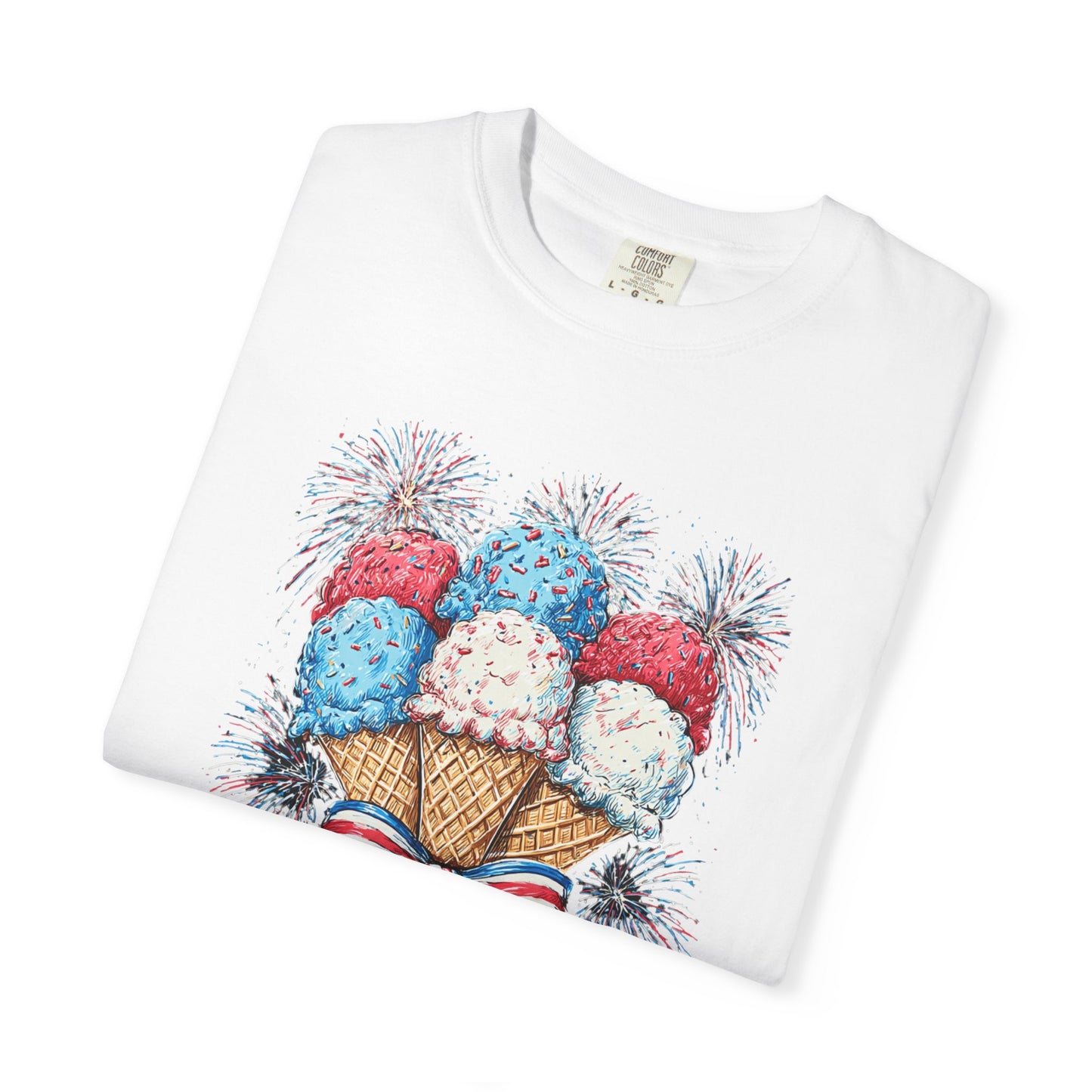 July 4th 250 anniversary ice cream shirt independence day fireworks celebration
