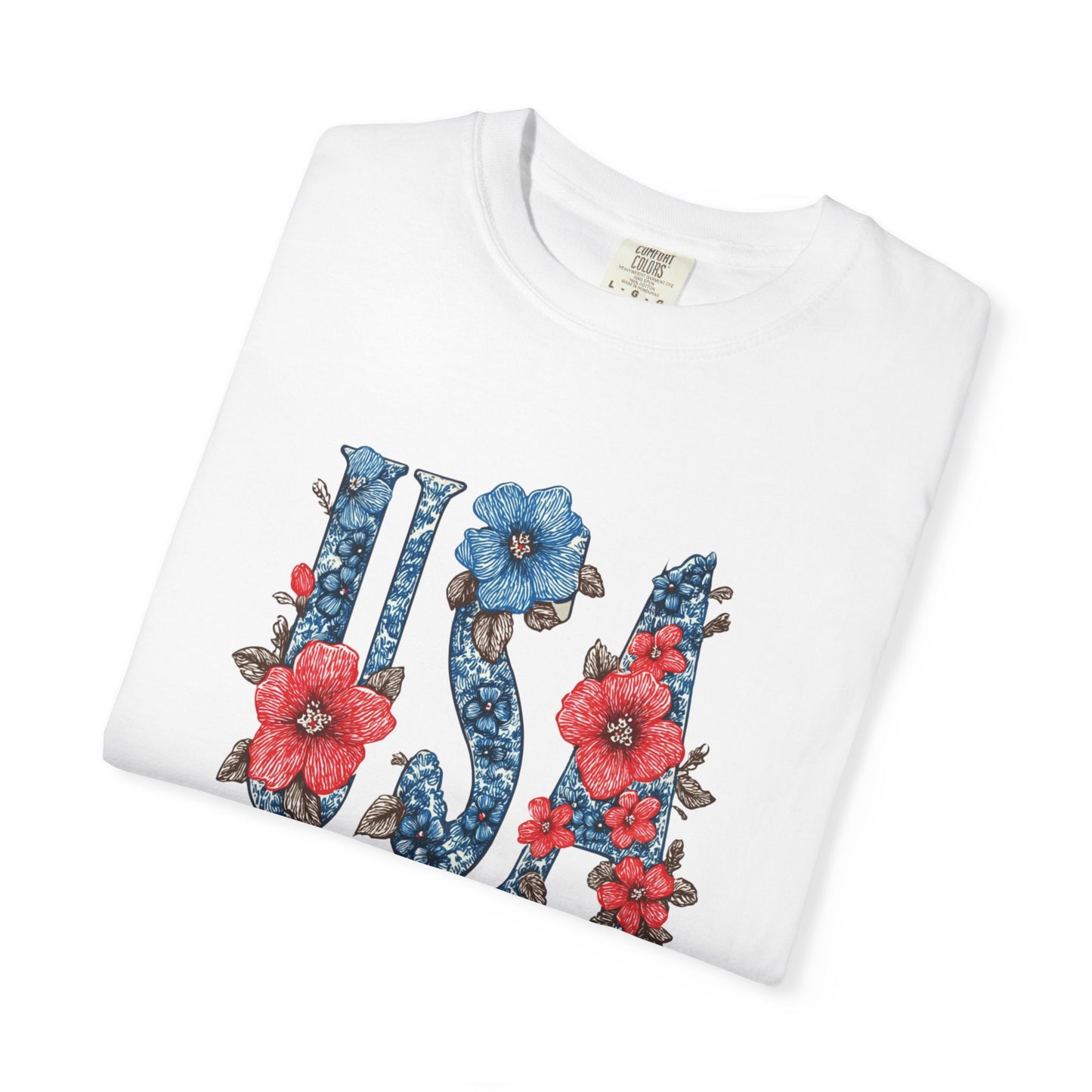 July 4th 250th celebration shirt with flowers for independence day.