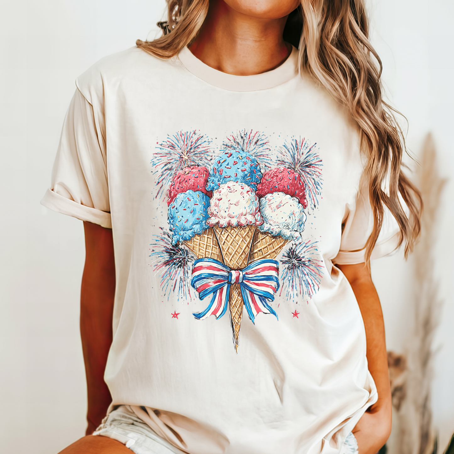 July 4th 250 anniversary ice cream shirt independence day fireworks celebration