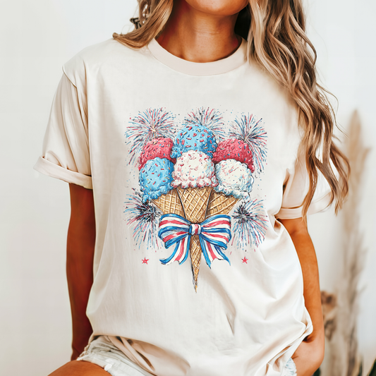 July 4th 250 anniversary ice cream shirt independence day fireworks celebration