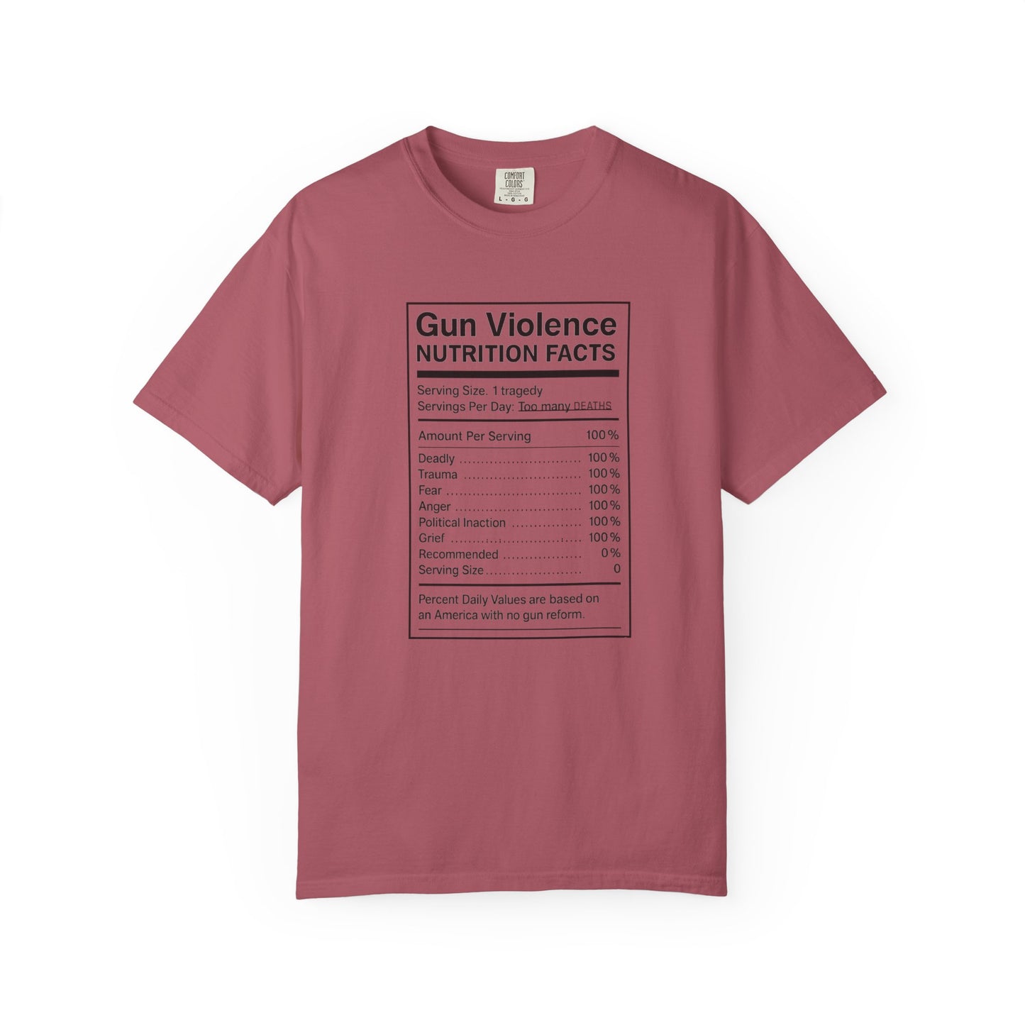 Gun Violence Nutrition Facts Shirt