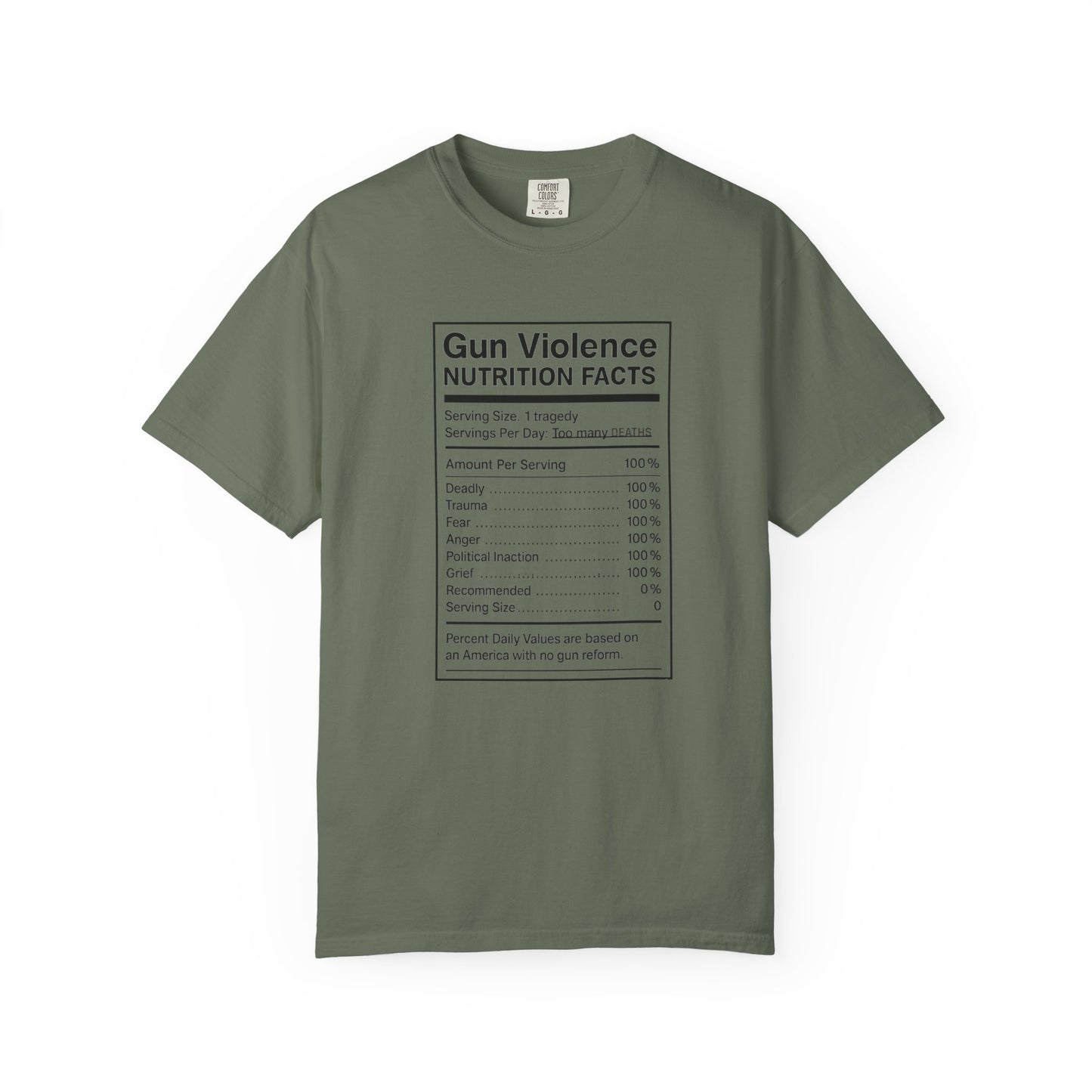 Gun Violence Nutrition Facts Shirt