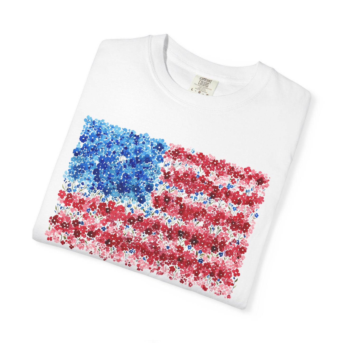 July 4th 250th celebration shirt with floral flag for independence day.