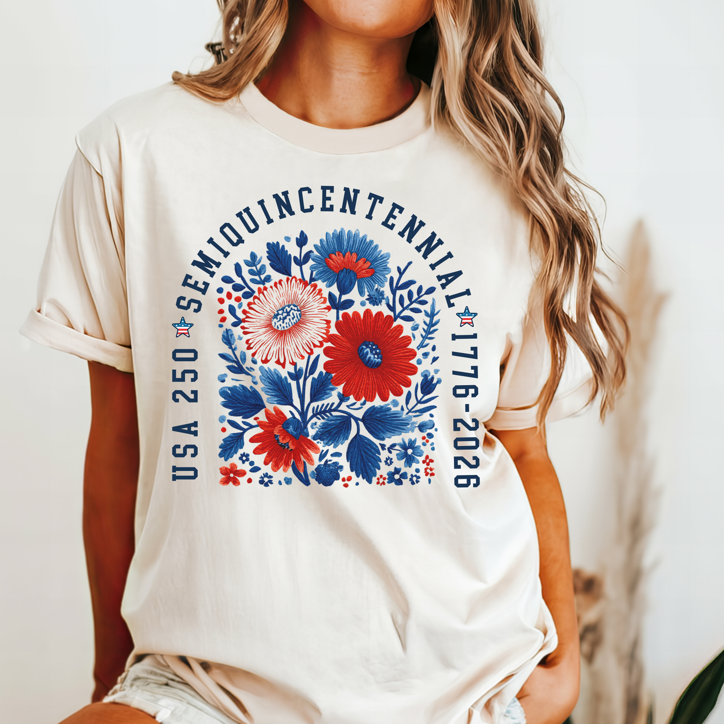 USA july 4th 250 semi quincentennial wild flower shirt