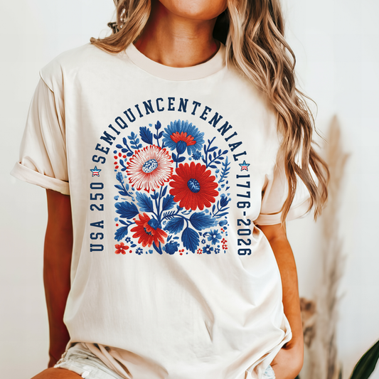 USA july 4th 250 semi quincentennial wild flower shirt