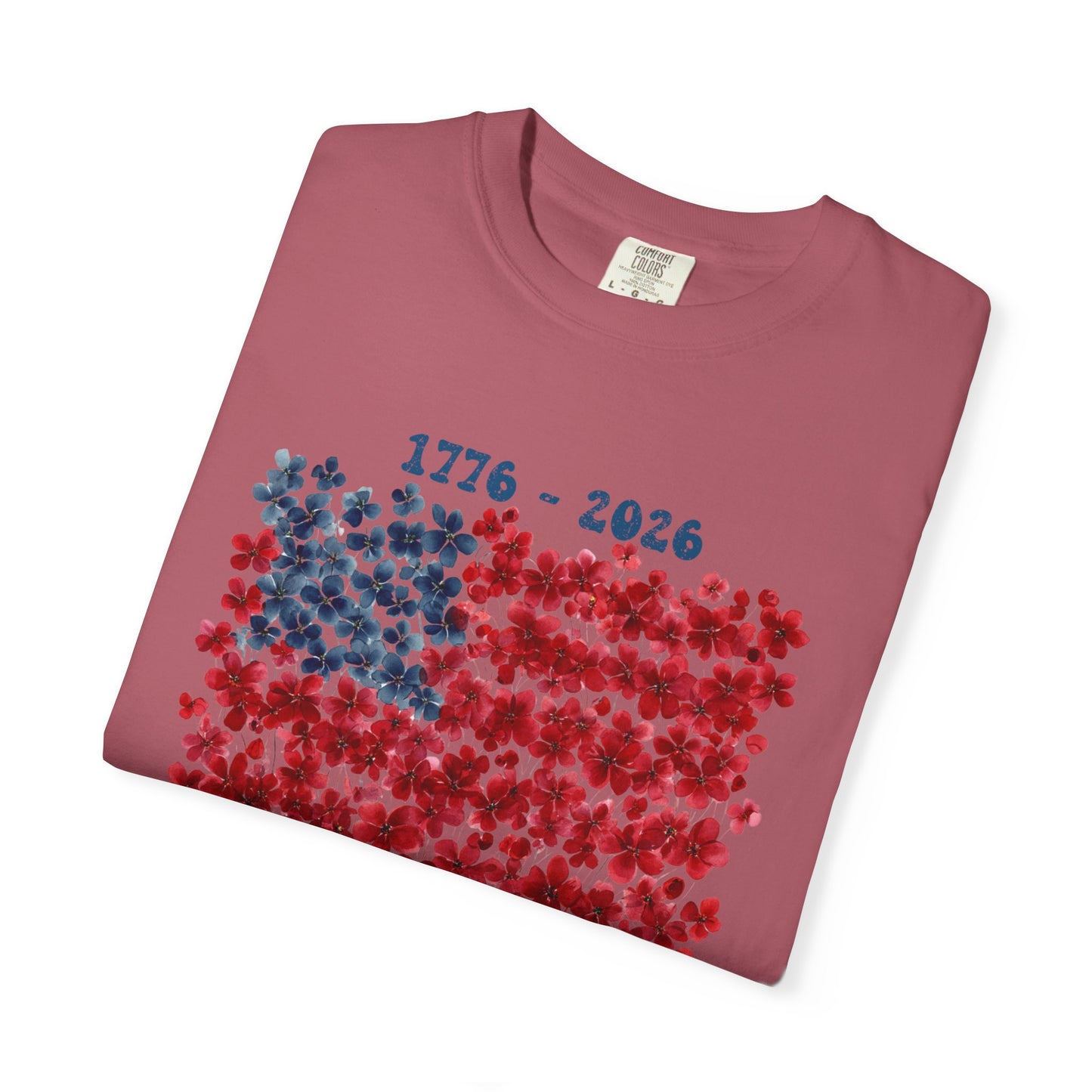 July 4th 250th celebration shirt with flower flag for independence day.
