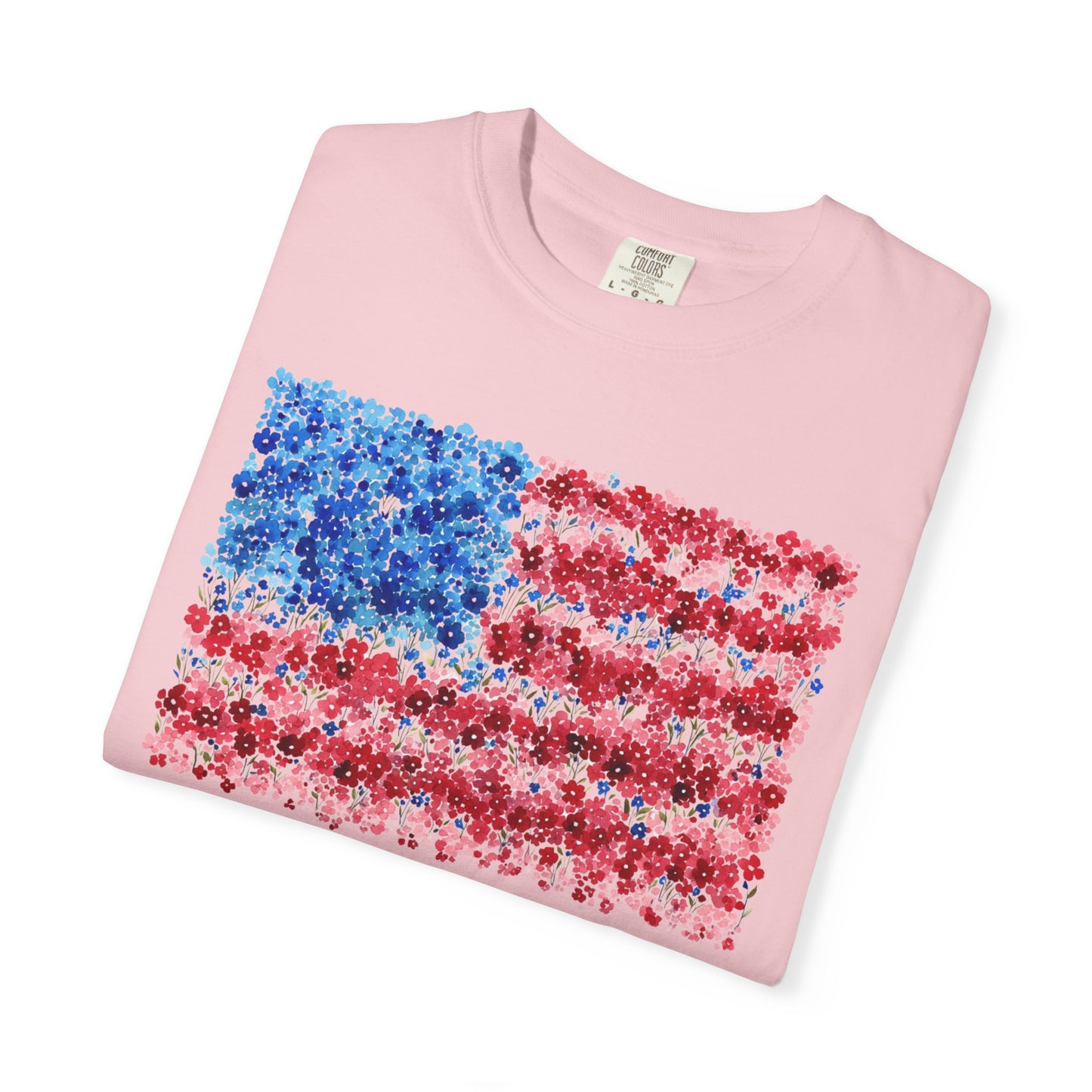 July 4th 250th celebration shirt with floral flag for independence day.