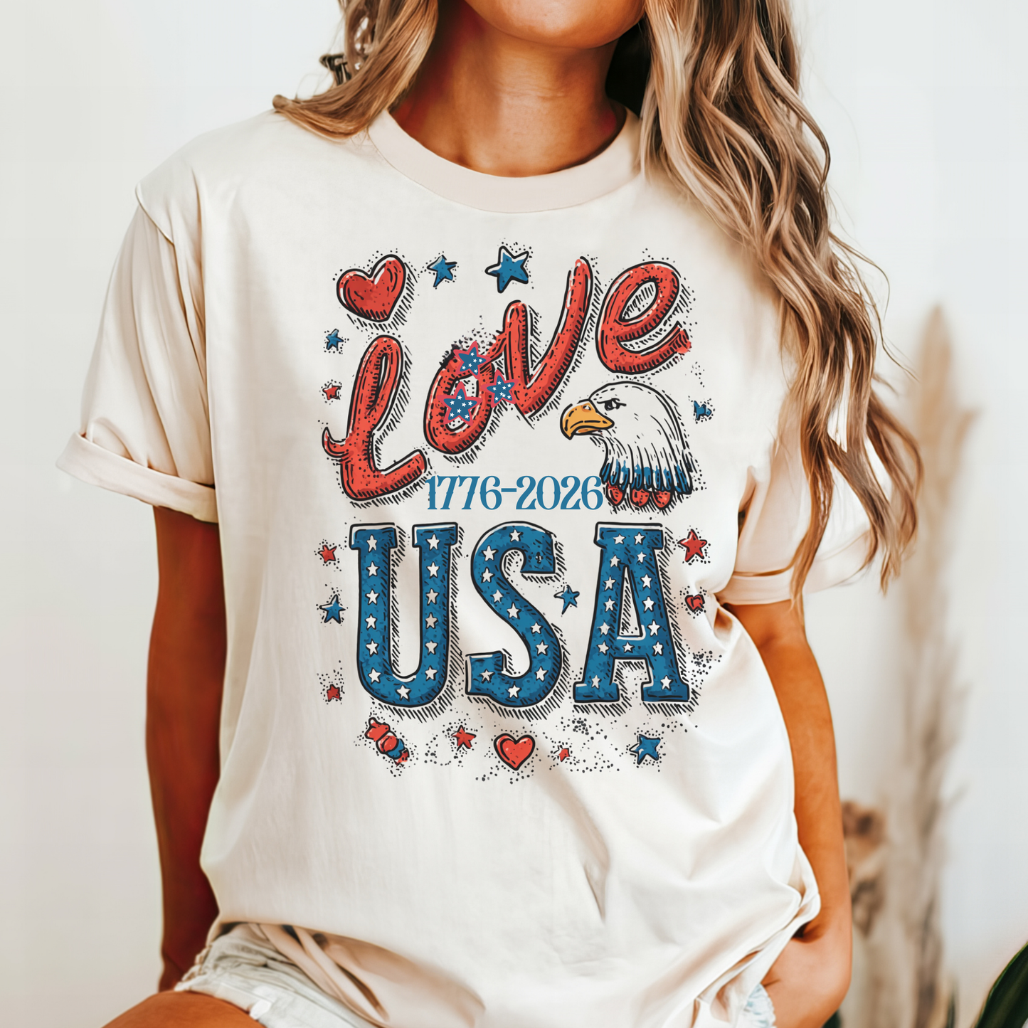 July 4 250th celebration shirt eagle I love USA shirt for independence day.