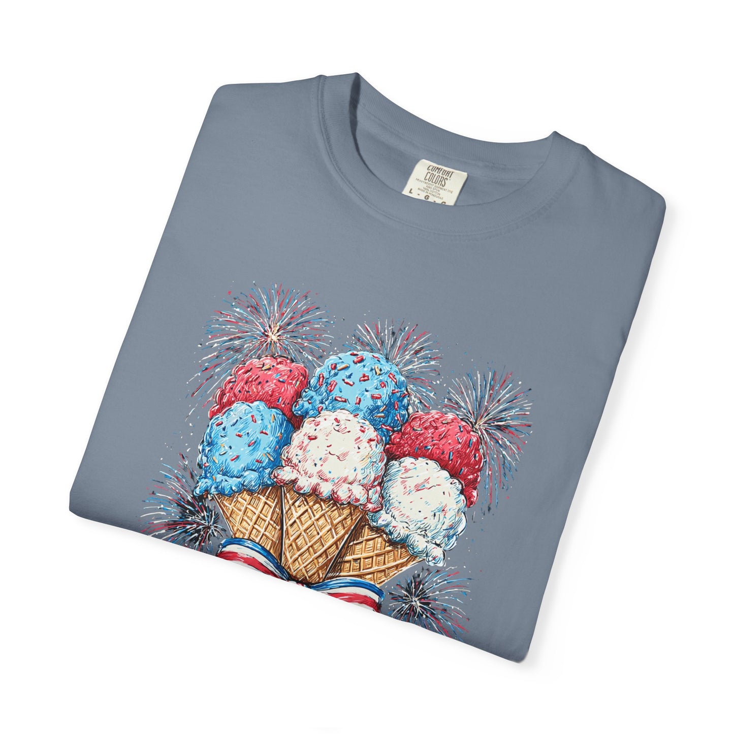 July 4th 250 anniversary ice cream shirt independence day fireworks celebration