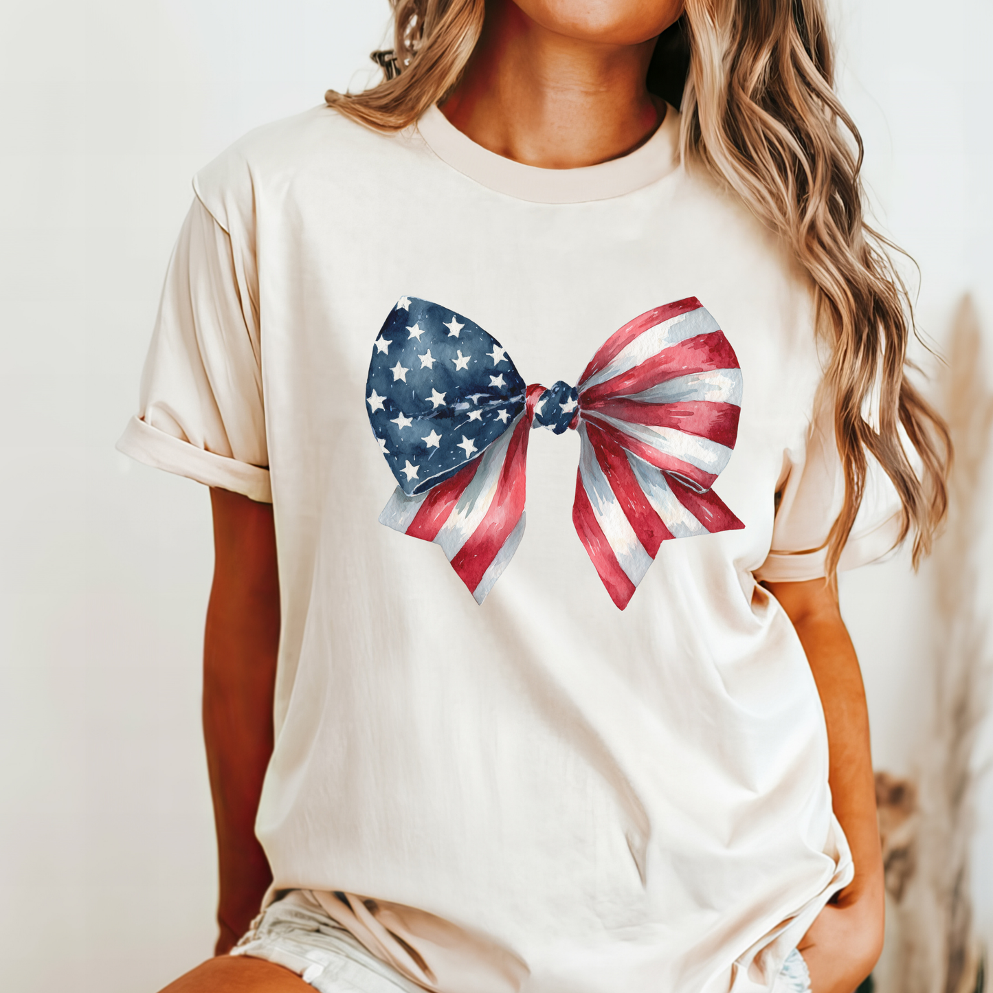 July 4 250th celebration shirt with flag coquette bow for independence day