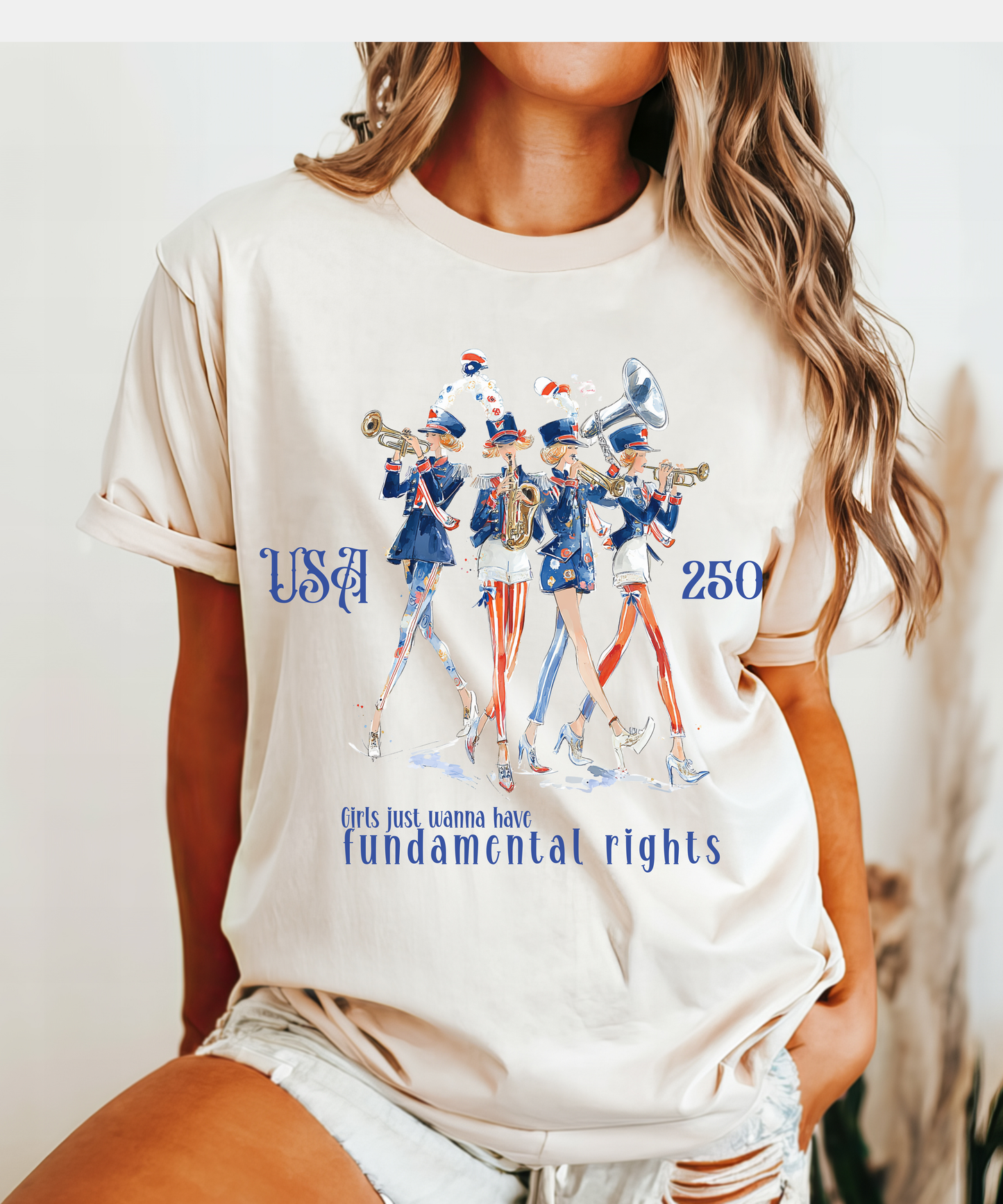 July 4th feminist shirt america 250 celebration girls just wanna have fundamental rights