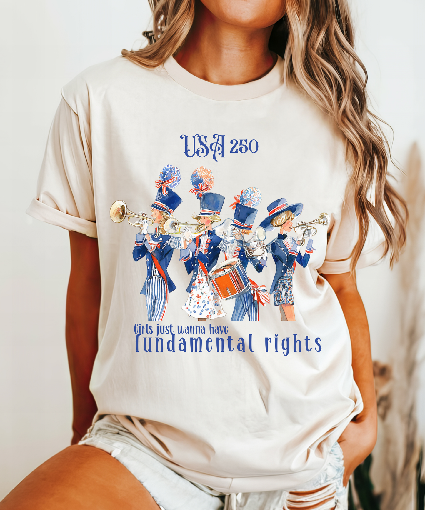July 4th feminist shirt america 250 celebration girls just wanna have fundamental rights